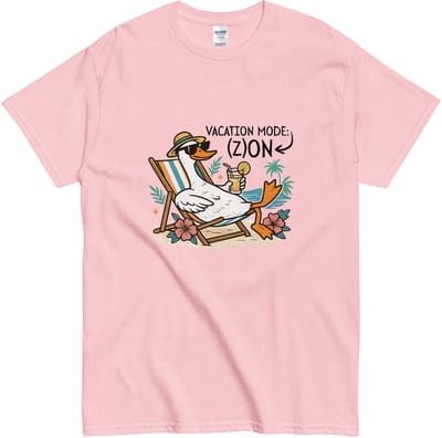 Dames en Heren T-shirt - Cartoon Strand Gans - Roze - S