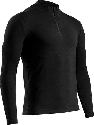 X-Bionic Mightywool Shirt Lange Mouwen Halve Rits Heren - Zwart, S