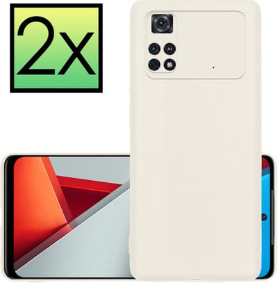 Hoesje - 2 Stuks - Geschikt voor Xiaomi Poco X4 Pro 5G - Sterk & Shockproof - Case Siliconen - Back Cover - Telefoon Hoes - Wit