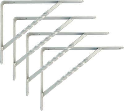 AMIG Plankdrager/steun/beugel Spiraal - 4x - metaal - zilver - H150 x B125 mm - Tot 300 kg - boekenplank steunen