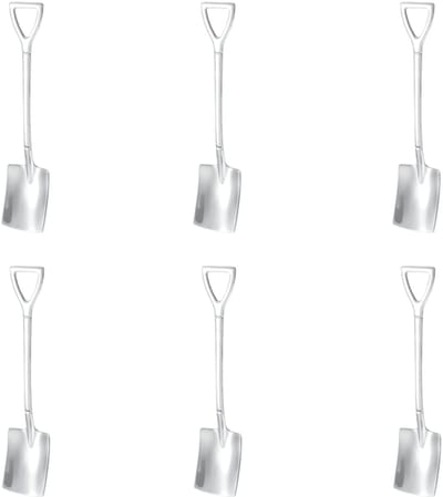 6-stuks Lepel - Roestvrijstalen dessertlepel - Vierkante roestvrijstalen lepel - Koffielepel - D-vormig handvat - Goede grip - Geschikt voor het roeren van koffie, het eten van fruit, desserts, ijs, enz. - Zilver