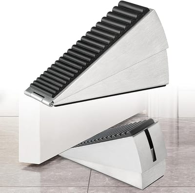 Deurstopper - 2 Stuks - Metalen Deurstopper - Hoge deurstopper wig - Antislip rubberen deurstopper - Verstelbare deurblok voor alle vloeren - Zilver