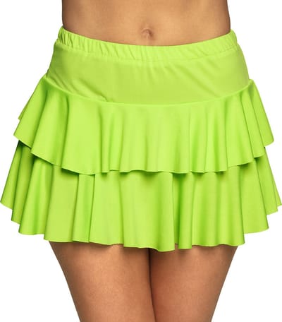 Boland - Minirokje Ruffles neongroen - Volwassenen - Student - 80's & 90's - Disco