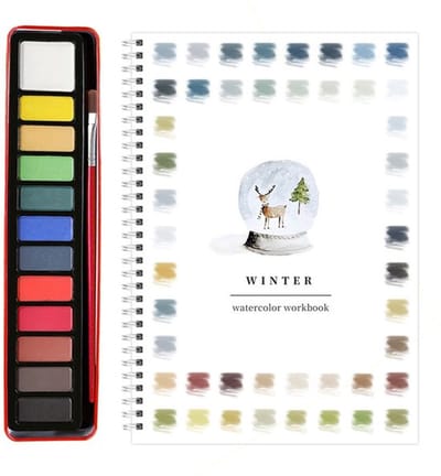 Aquarelwerkboek - Aquarel werkboek dieren -Beginnersvriendelijke schilderset - Eenvoudige schilderset met natuurtaferelen - Kunstnijverheid - Voor creatieve verkenning - Cadeau voor volwassenen en tieners - Met palet