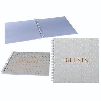 Gastenboek Bruiloft & Receptie – Wit/Goud – Spiraal – 24 x 24 cm – 88 Pagina's