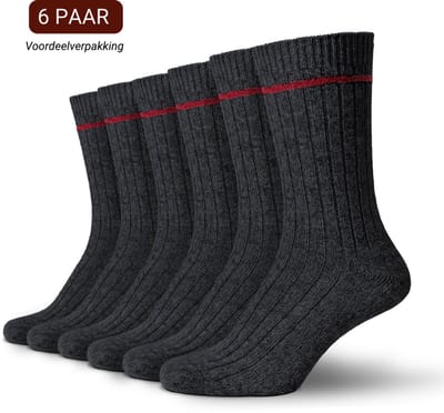 Sukats® The Norwegians - 6 Paar - Noorse Sokken met badstofzool - Maat 35-38 - Antraciet - Dames - Voordeelverpakking - Nordic Socks - Warme Sokken - Wintersokken - Wollen Sokken - Scandinavische Sokken - Verwarmde Sokken