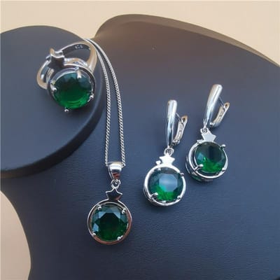 Drie Delige Set Stervormige Ronde Tanzaniet Steen Sieraden in Europese en Amerikaanse Stijl Ring size 9 gray