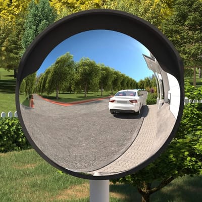 Verkeersspiegel Veiligheidsspiegel Convex 60 cm Zwart Polycarbonaat