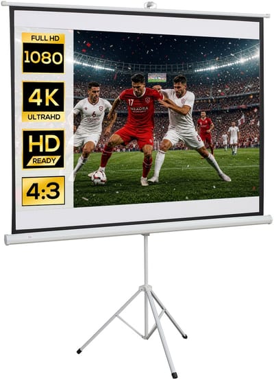 ECTEATOY® Projectiescherm met Statief - Projectiescherm 4:3 - Hoogte Verstelbaar - Mobiel Beelscherm voor Beamer - 84 Inch - Wit