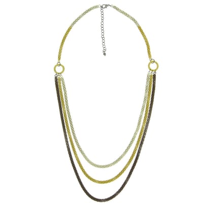 Behave - Snake ketting dames - Drie lagen - Goudkleur zilverkleur - 86 cm