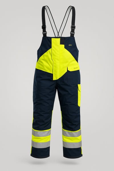 Samurai werkbroek met bretels - Maat 52 - Geel/Marineblauw - Reflecterend - GBRO2L