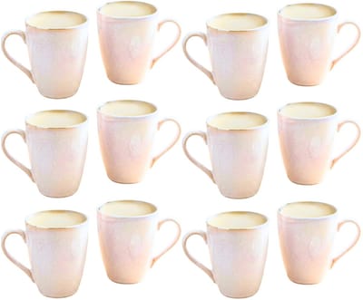 Siaki Koffiemok / theemok Faye - wit - set 12x - 220 ml - mokken - kerammiek - tas