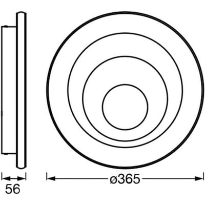 OSRAM ORBIS SPIRAL ROUND LED plafondlamp 365mm, wit, 38W, 2400lm, lichtkleur warmwit, effectieve indirecte lichtverdeling, long life, rond, LED module, IP20, 3000K.