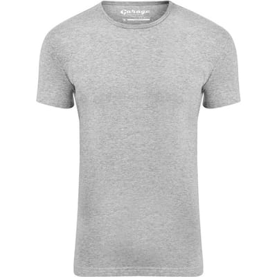 Garage 201 - Bodyfit T-shirt ronde hals korte mouw grijs melange S 80% katoen 15% viscose 5% elastan