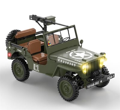 HG TRASPED HG4-58 RC Militair Voertuig 1:14 – 4WD Offroad Jeep met 2-Versnellingsbak, Elektrische Lier, LED-verlichting & Motorsound