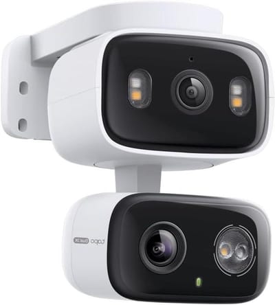 Beveiligingscamera Binnen Buiten - Dubbele Lens Camera - Woning Beveiligen - 360 Graden Draaibaar - 2K Resolutie - Wit