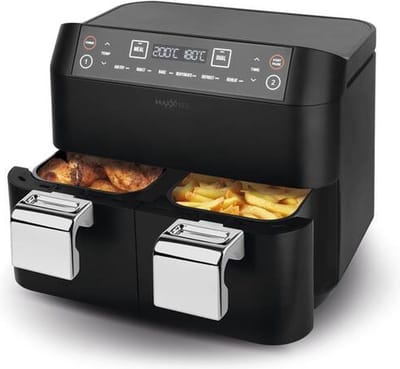 MAXXMEE Airfryer met dubbele mand - 2 x 3,8 l - 2400W - 6 programma's