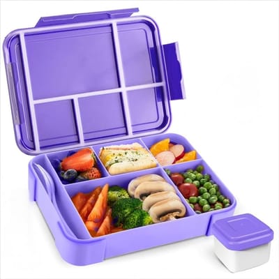 Famanu – Kinderbroodtrommel met vakken, Bento Box voor, 1330 ml lekvrije lunchbox voor, broodtrommel voor meisjes & jongens, geschikt voor school, kleuterschool & uitstapjes BPA-vrij