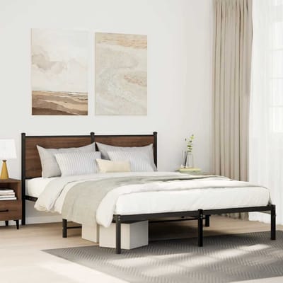 vidaXL - Bedframe - zonder - matras - metaal - bruin - eikenkleurig - 137x190 - cm