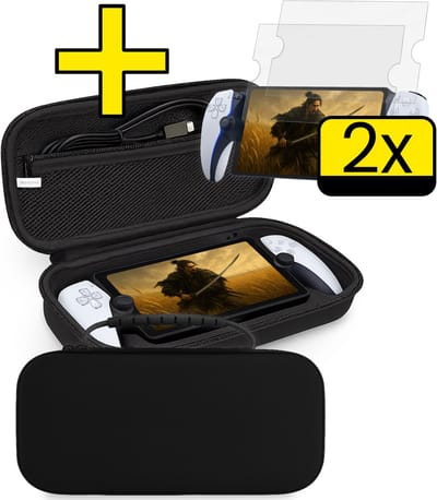 Hoes Geschikt voor PlayStation Portal Case Hoesje Met 2x Screenprotector - Bescherm Hoes Geschikt voor PlayStation Portable Hoes Hard Cover - Zwart