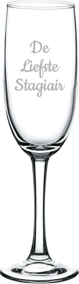 Gegraveerde Champagneglas 16,5cl De Liefste Stagiair