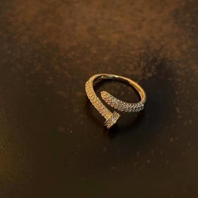 Bague à vis exquise pour femmes plaqué or réglable cristal zircon cuivre anneaux femmes filles bijoux accessoires de fête de mariage black