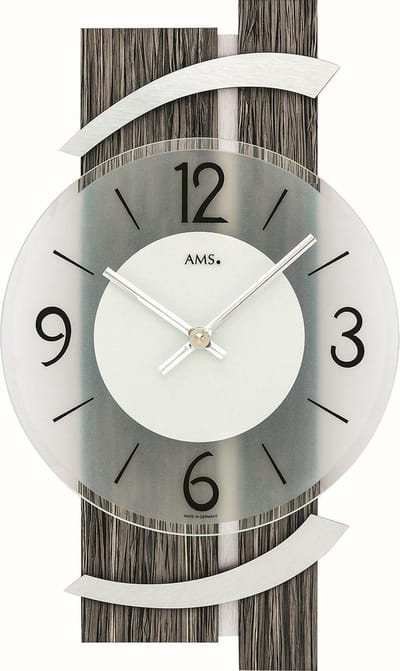 AMS Wandklok Hout-Aluminium 9547