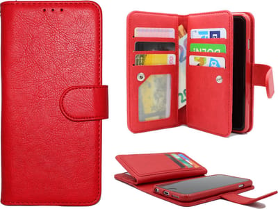 HB Hoesje Geschikt voor Samsung Galaxy J7 2017 - Rood - Luxe Kunstlederen Portemonnee Book Case met Extra Vakken