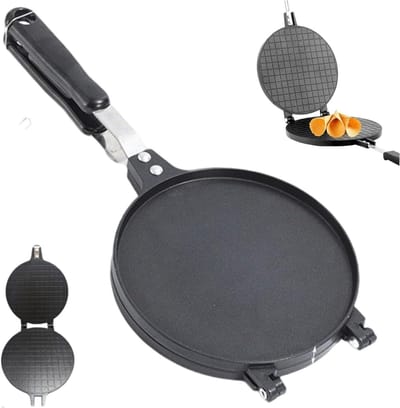 Wafelkegel Maker - IJshoorntjes Pan - Desserts Maken - Antiaanbaklaag - 17 cm Diameter - Zwart