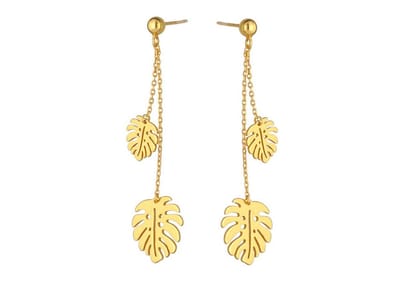 Oorbellen Goudkleurig - Dames oorbellen Palm bladeren - Dames Oorhangers verguld - Verguld Echte Zilver 925 - Valentijn cadeautje voor haar - Amona Jewelry
