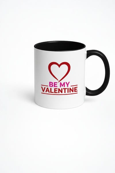 Be My Valentine Mok - Rood Hart Design | Wit Zwart | Romantisch Valentijn Cadeau