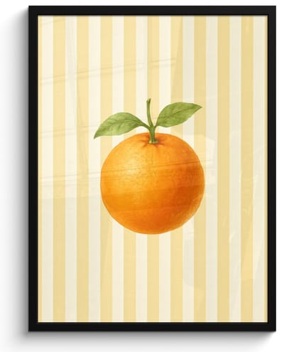 Poster in lijst - Fotolijst 50x70 cm - Posters - Sinaasappel - Strepen - Oranje - Zomers - Posterlijst zwart - Decoratie - Wanddecoratie woonkamer - Muurdecoratie slaapkamer