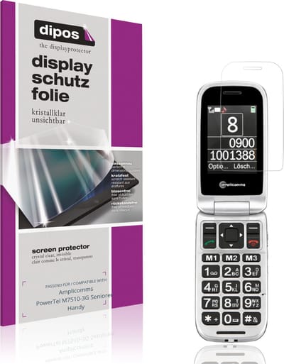 dipos – 4x Beschermfolie geschikt voor Amplicomms PowerTel M7510-3G Senioren-Handy | Krasbestendige & heldere Screenprotector Ultra-Thin