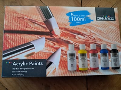 Crelando Acryl verf - 5 Stuks x 100ml - 5 Kleuren - Sneldrogend - Hobbyverf