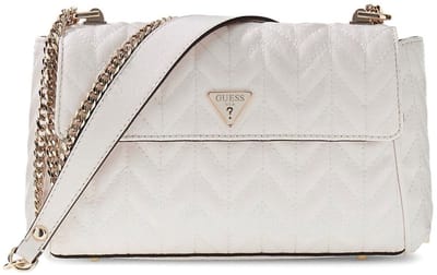 GUESS schoudertas Stacey Convertible Xbody Flap Cream White crème