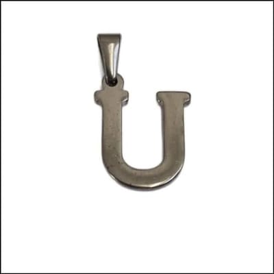 Aramat Jewels | Hangers | RVS Initiaal Hanger Letter Zilverkleur - Gepersonaliseerde Bedel | U | |17mm | Staal | Volwassenen | Verkleurd niet