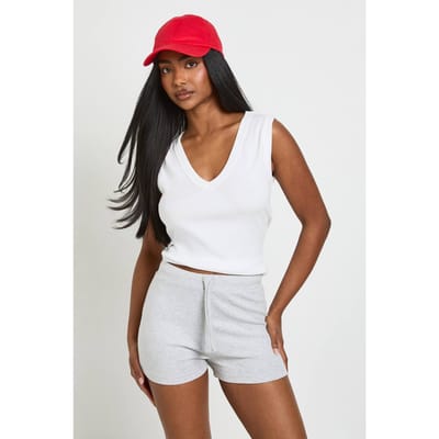 boohoo Dames Geribbelde Lage Taille Mini Short | Asgrijs | Maat: 42