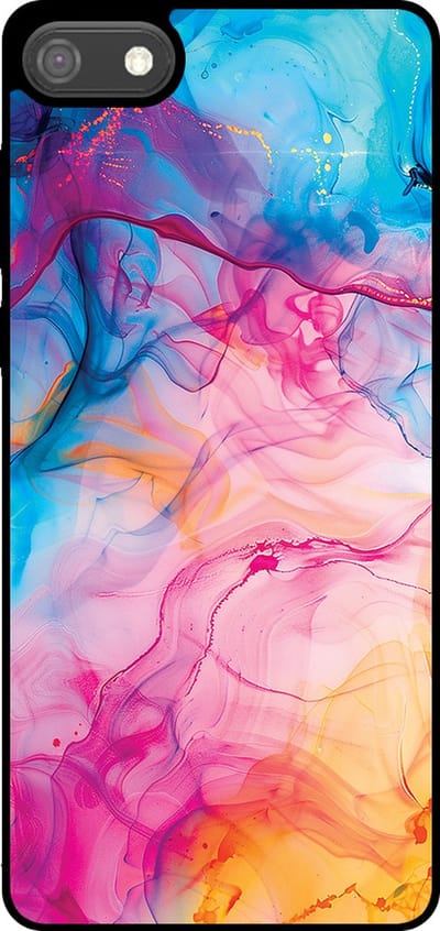 Smartphonica Telefoonhoesje Geschikt voor Huawei Y5 (2018) met Regenboog Acryl Marmer Opdruk - TPU Backcover Case Rainbow Acrylic Marble Design geschikt voor Huawei Y5 (2018)