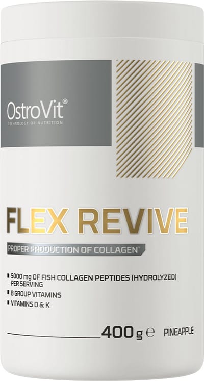 OstroVit Flex Revive 400 g pineapple - zorgvuldig geselecteerde ingrediënten, gericht op de ondersteuning van gewrichten, kraakbeen, bindweefsel en algemene mobiliteit.