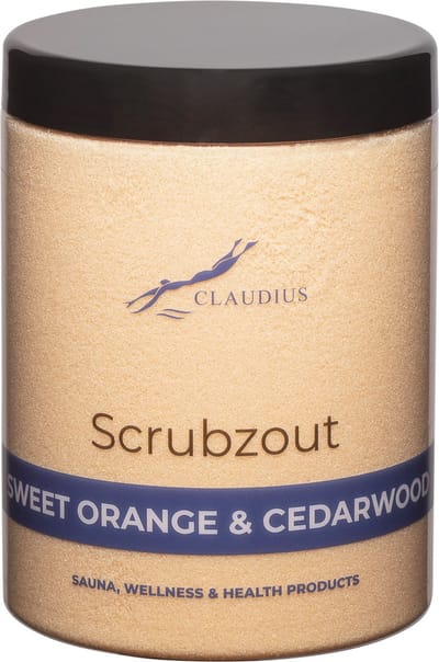 Scrubzout Sweet Orange & Cedarwood in handige pot - 1250 gram - met zwarte deksel - Hydraterende Lichaamsscrub