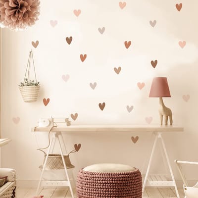 Dailygoods- Muursticker Boho Hartvormig - 72 Stuks - Muurstickers Kinderkamer - Wanddecoratie - Waterdicht - Duurzaam - Veilig - Muurtattoo