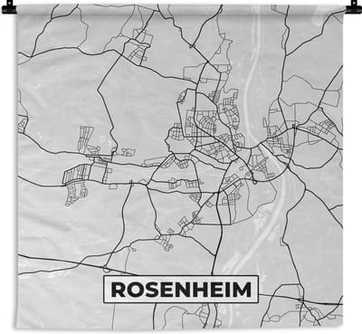 Wandkleed - Wanddoek - Duitsland - Stadskaart - Plattegrond - Kaart - Rosenheim - 180x180 cm - Wandtapijt
