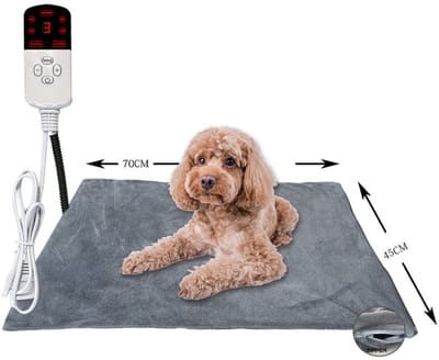 Europese standaard elektrische deken voor huisdieren, veilig en waterdicht, verbeterde warme elektrische deken voor dieren, herbruikbare verwarmingsmat voor huisdieren, hond en kat, met afneembare fleece hoes, 45x70 cm