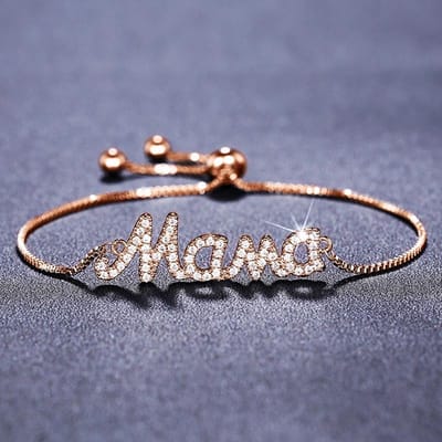 Huitan Briljante Letter Mama Armband Luxe Exquise Moederdag Cadeau Accessoire Vrouwelijk Veelzijdig Eenvoudig Warmende Hand Sieraden gray