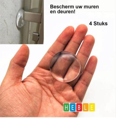 4 Stuks Zelfklevende Deurbeschermers - Transparant - 5cm dia - Deurbescherming/Muurbescherming - Siliconen Deurstoppers/Deurklink Buffers - Flexibel - Stootrubber Deur - van Heble®