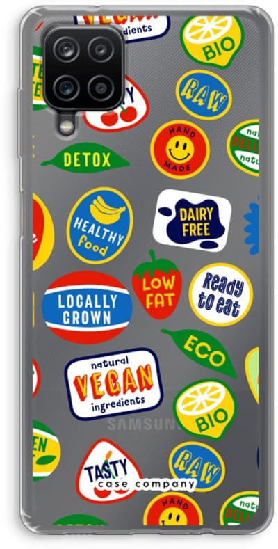 Case Company® - Hoesje geschikt voor Samsung Galaxy A12 hoesje - Fruitsticker - Soft Cover Telefoonhoesje - Bescherming aan alle Kanten en Schermrand