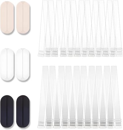 10 Paar Onzichtbare Transparante Bh-Haakjes met 3 Paar Silicone Kussentjes, Verstelbare en Antislip Bh-Haakjes voor Vrouwen en Meisjes, Ideaal voor Dancers en Onderkleding, Transparant Wit