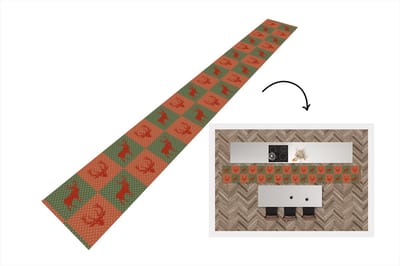 Keukenloper - Keukenmat - Patroon - Hert - Groen - Rood - 400x50 cm - Keuken vloerkleed
