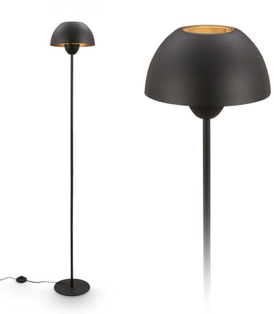 BRILONER Gryde – Vloerlamp Woonkamer – E27 fitting – staande lamp met schakelaarkabel – Ø25 cm – hoogte 156,5 cm – zwart