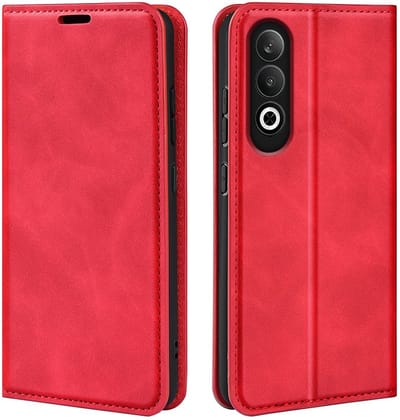 MobyDefend Hoesje - Geschikt voor OnePlus Nord CE 4 - Luxe Wallet Bookcase (Magnetische Sluiting) - Rood